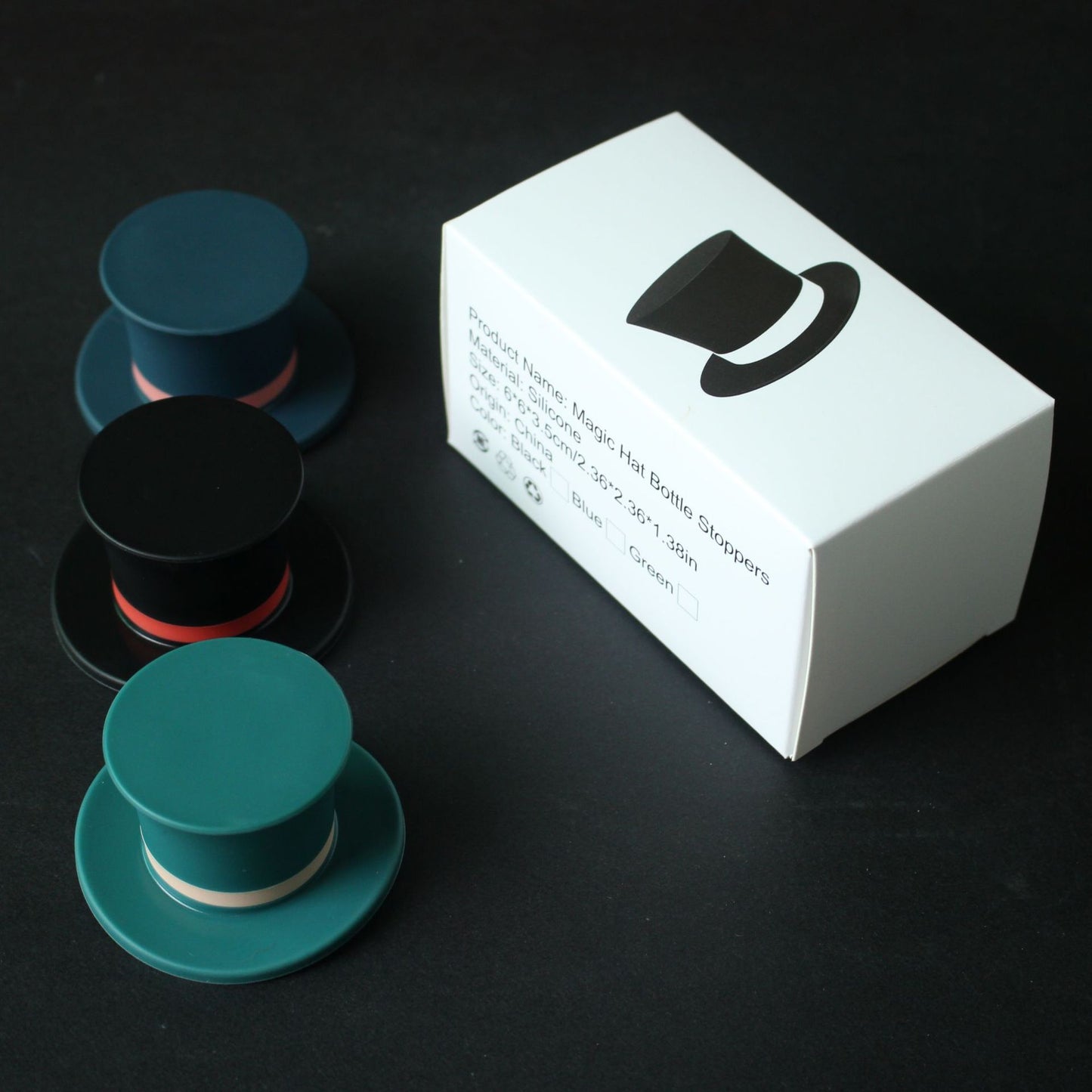 Bouchon de bouteille de vin en silicone en forme de chapeau haut-de-forme Gomaki