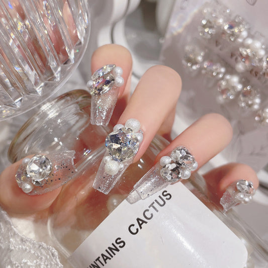Luxury Crystal Rhinestone Press On Nails Gomaki
