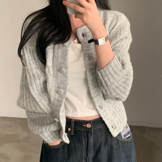 Women Knit Button Up Cardigan Gomaki