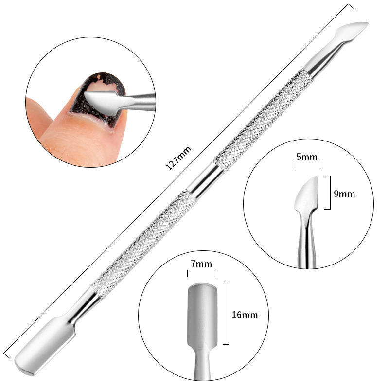 Professional Stainless Steel Cuticle Pusher And Nail Cleaner Gomaki
