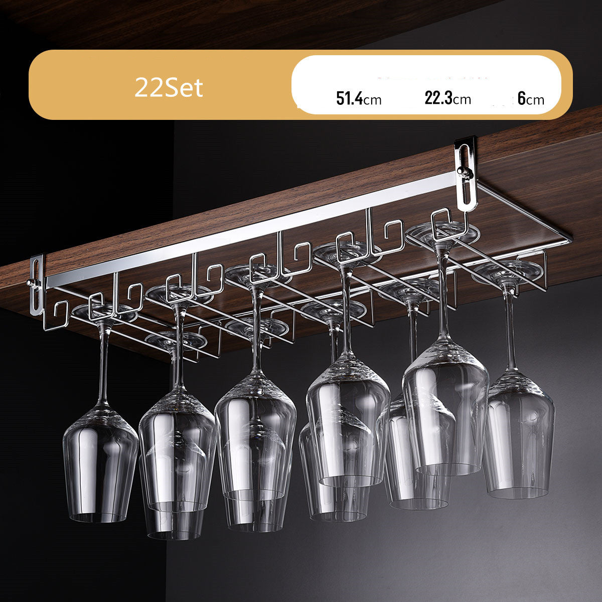 Luxury Gold Under Cabinet Wine Glass Rack Gomaki