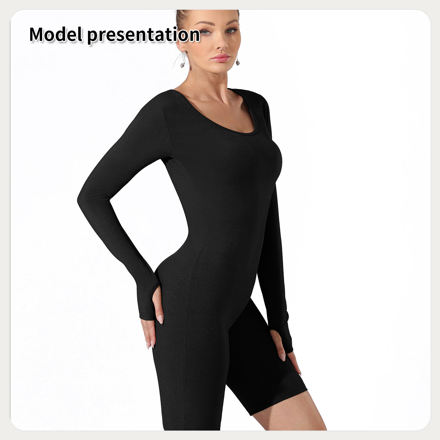 Women Black Slim Fit Bodysuit Jumpsuit Gomaki