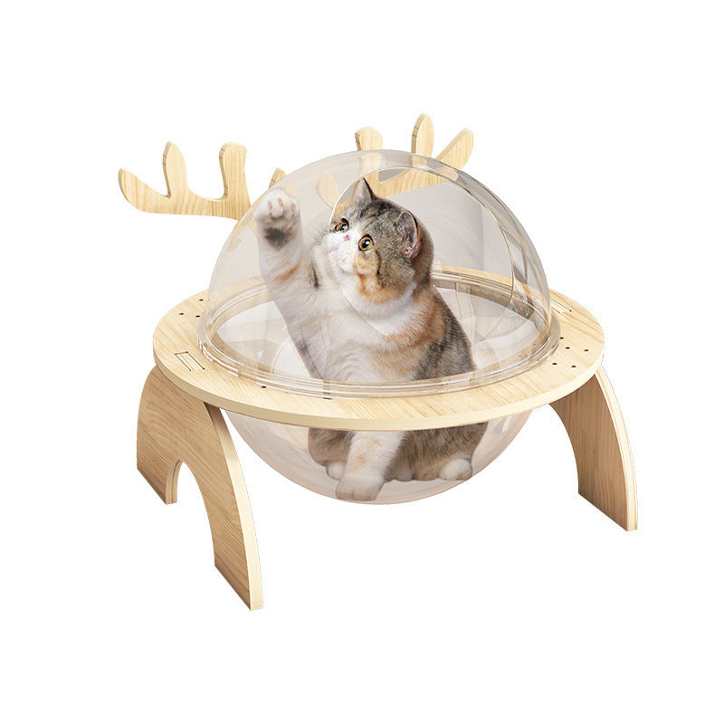 Cat Nest Space Capsule Solid Wood Pet Bed Gomaki