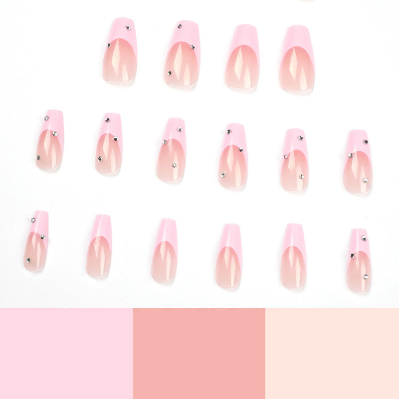 Pink Ombre French Tip Press On Nails Gomaki