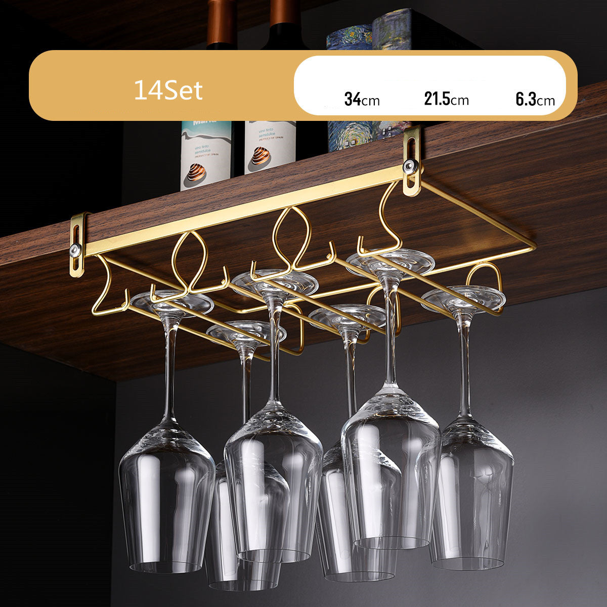 Luxury Gold Under Cabinet Wine Glass Rack Gomaki