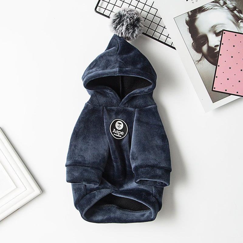 Plush Dog Hoodie with Pom Pom Gomaki Shop