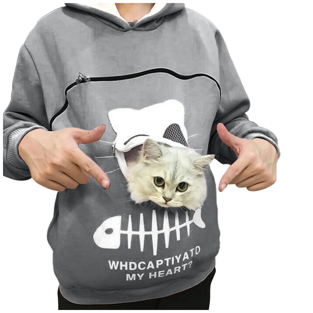 Women Hoodie Sweatshirt With Cat Pet Pocket Design Gomaki Shop