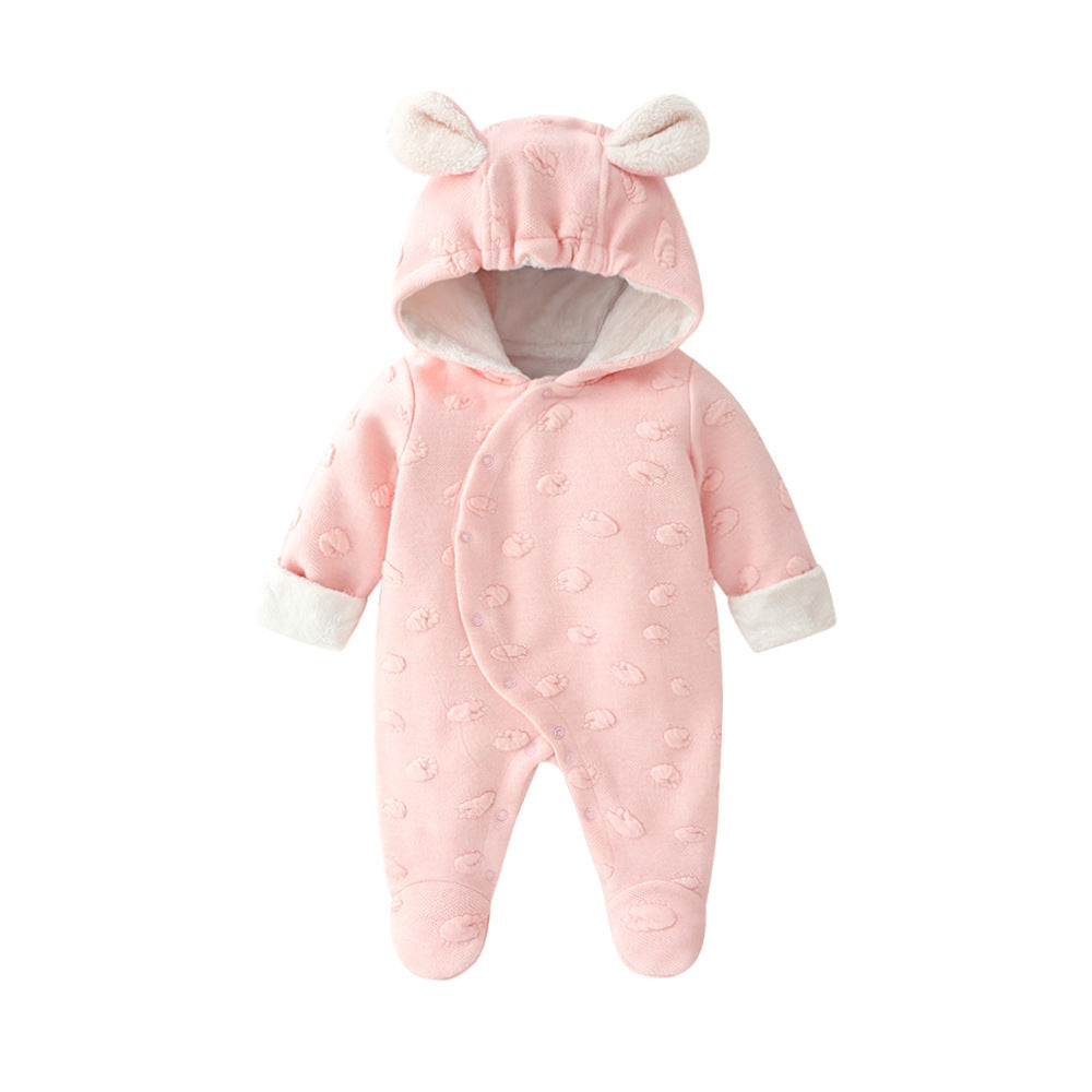 Baby Winter Hooded Romper with Bear Ears Gomaki