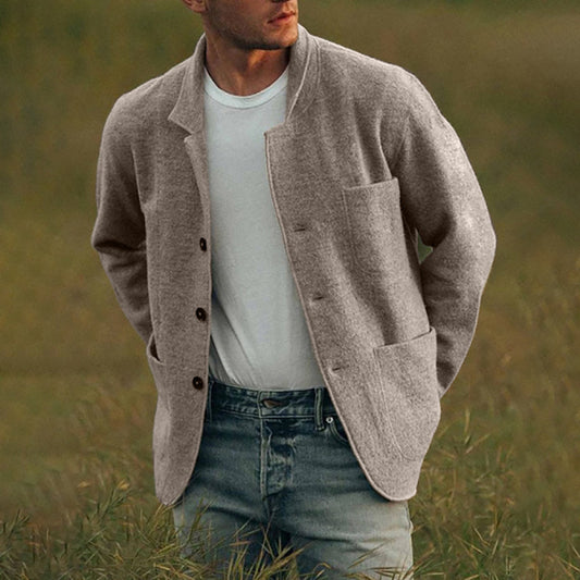 Men Wool Blend Casual Blazer Jacket Gomaki