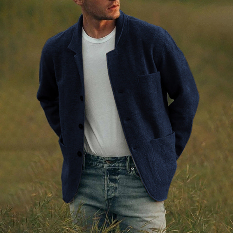 Men Wool Blend Casual Blazer Jacket Gomaki