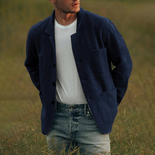 Men Wool Blend Casual Blazer Jacket Gomaki
