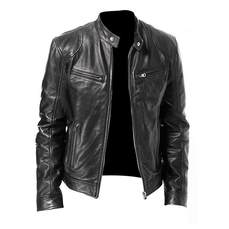 Men Classic Biker Faux Leather Jacket Gomaki