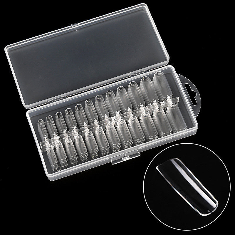 Clear Almond Nail Tips with Storage Box Gomaki