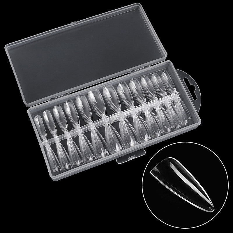 Clear Almond Nail Tips with Storage Box Gomaki