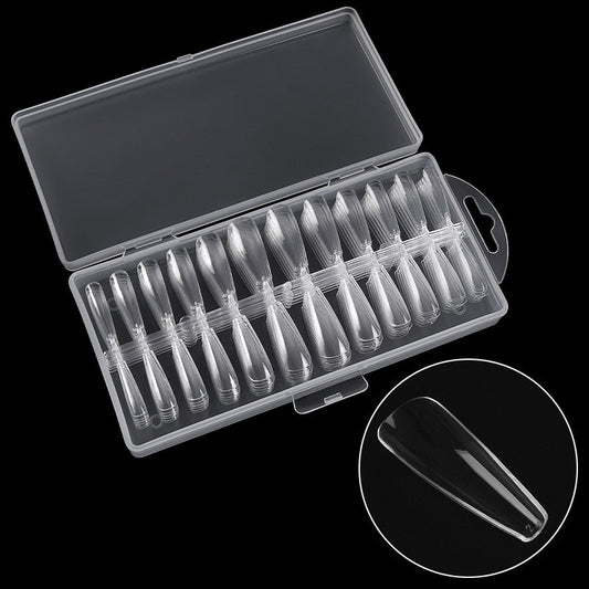 Clear Almond Nail Tips with Storage Box Gomaki