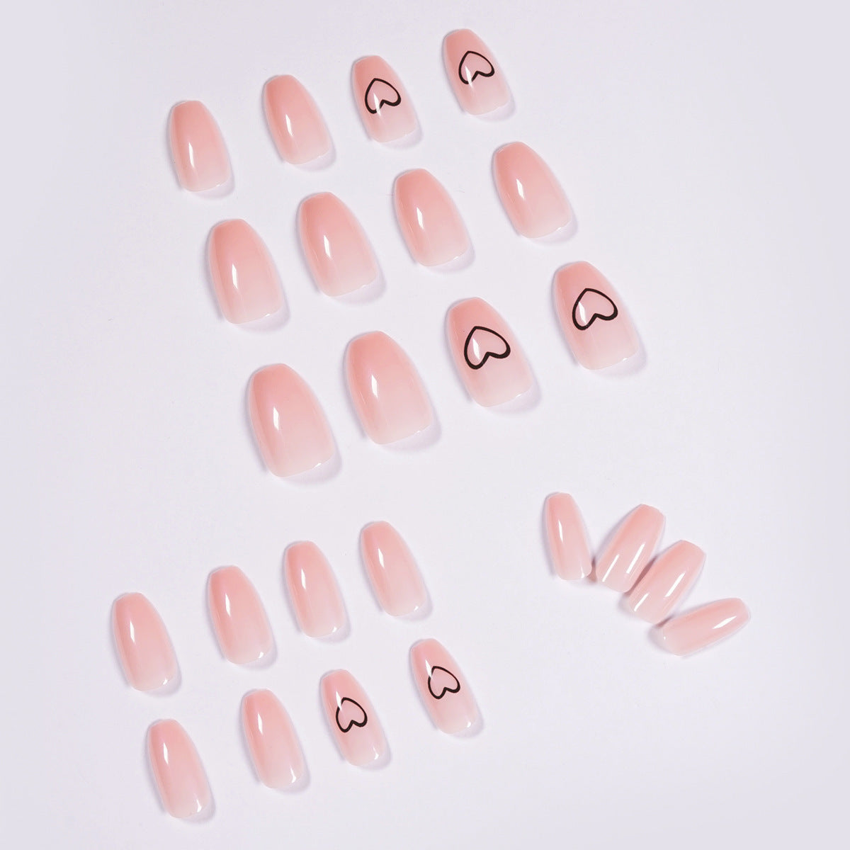 Soft Pink Press On Nails With Heart Detail Gomaki