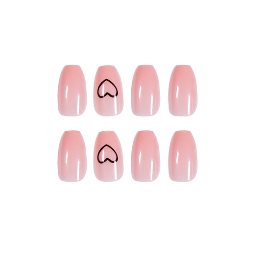 Soft Pink Press On Nails With Heart Detail Gomaki