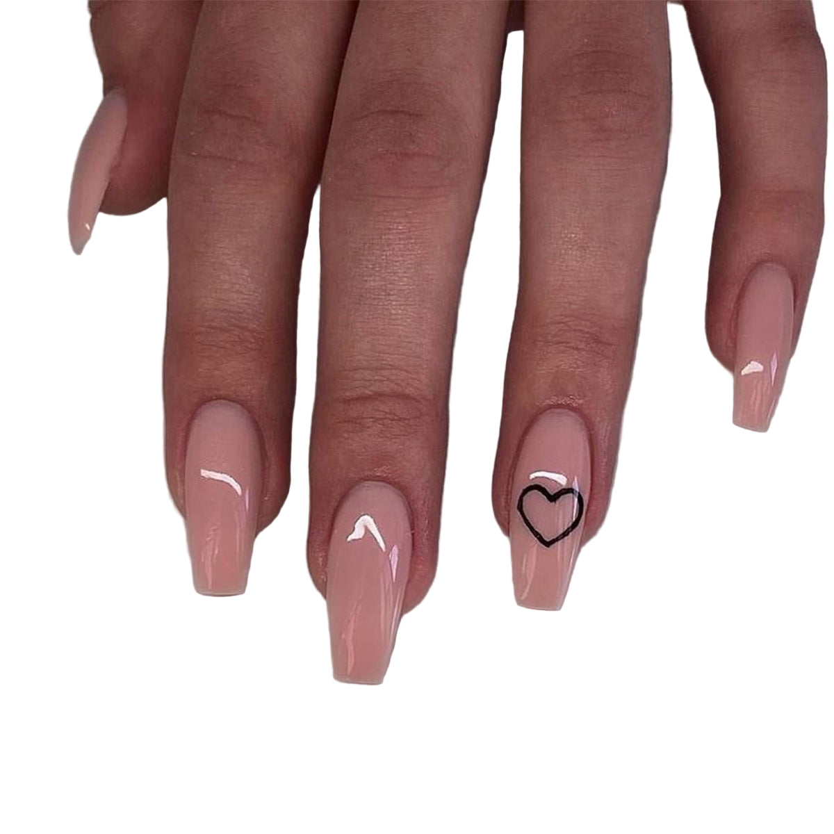 Soft Pink Press On Nails With Heart Detail Gomaki