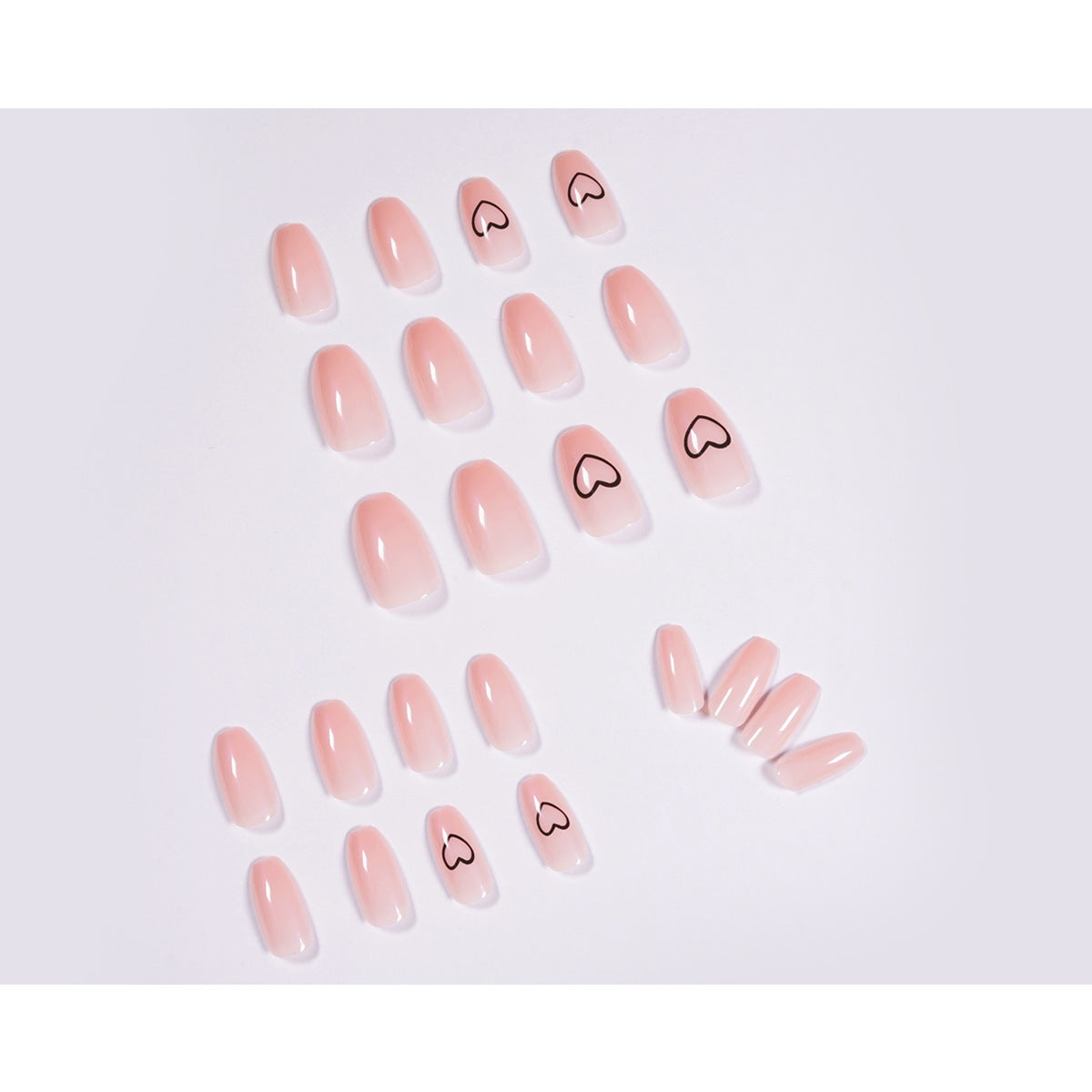 Soft Pink Press On Nails With Heart Detail Gomaki