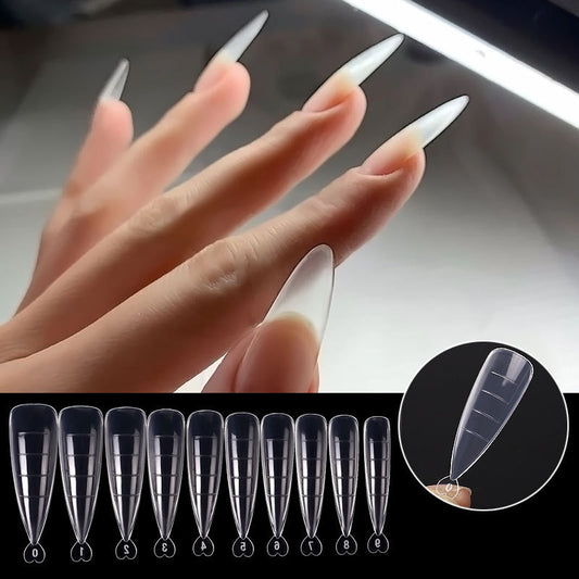 Transparent Full Cover Extension Tips for Acrylic and Gel Nails Gomaki