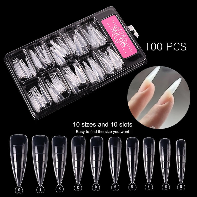 Transparent Full Cover Extension Tips for Acrylic and Gel Nails Gomaki