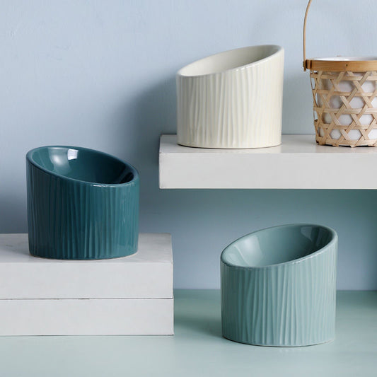 Oblique Ceramic Cat And Dog Bowl Gomaki Shop