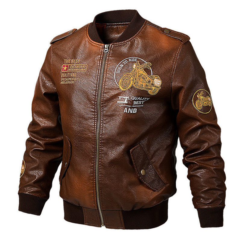 Men Black Genuine Leather Motorcycle Bomber Jacket Gomaki