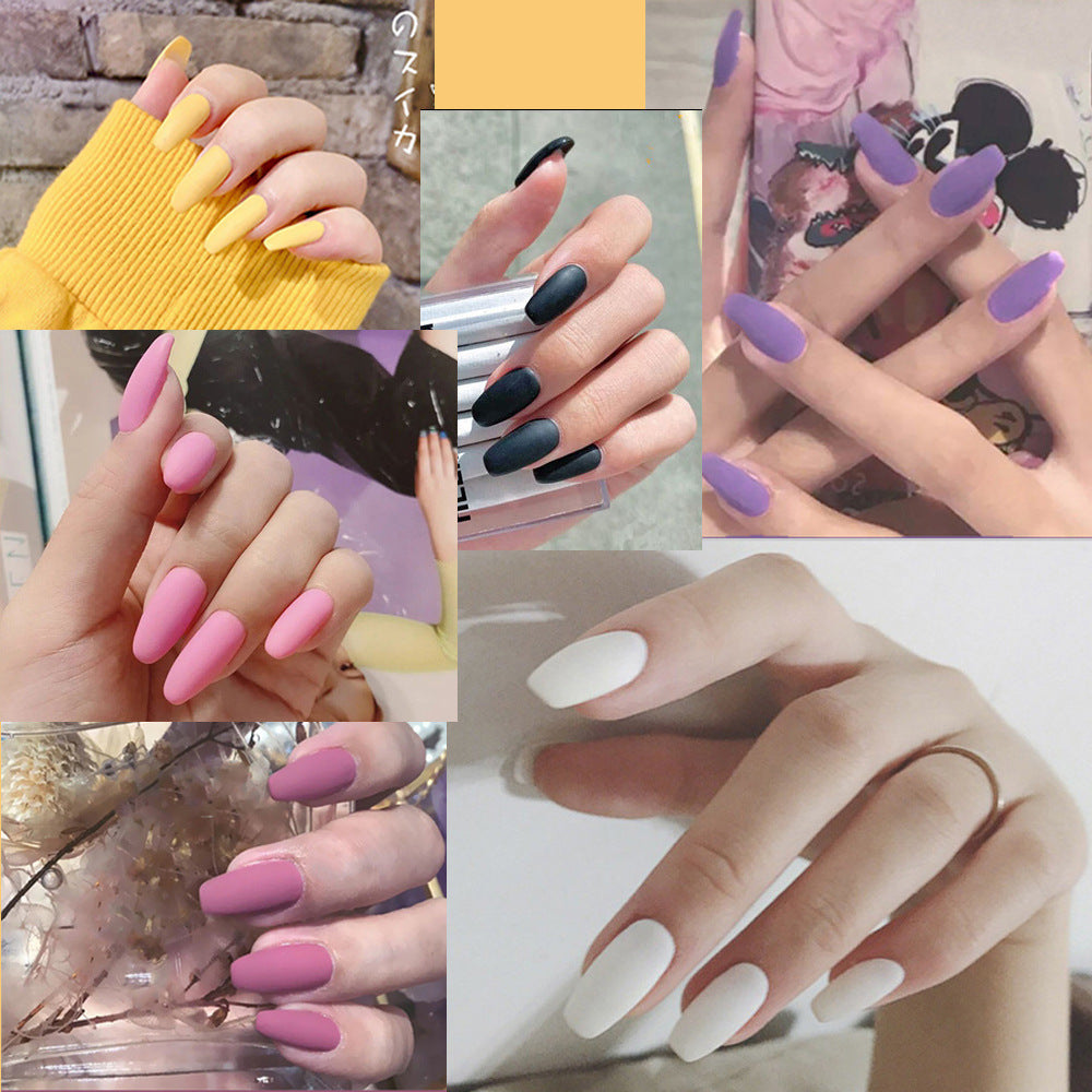 Matte Almond Press On Nails Gomaki