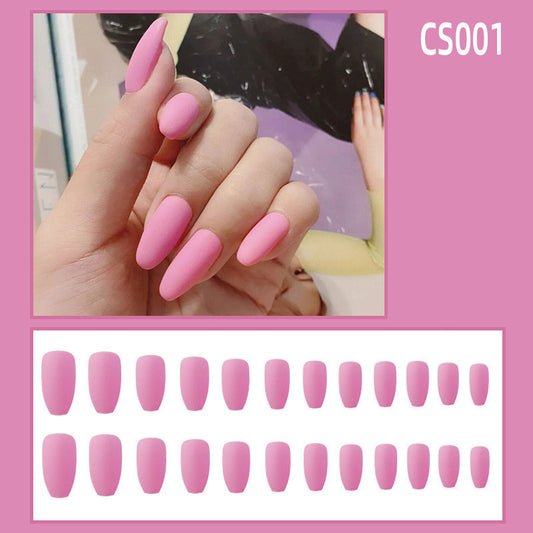 Matte Almond Press On Nails Gomaki