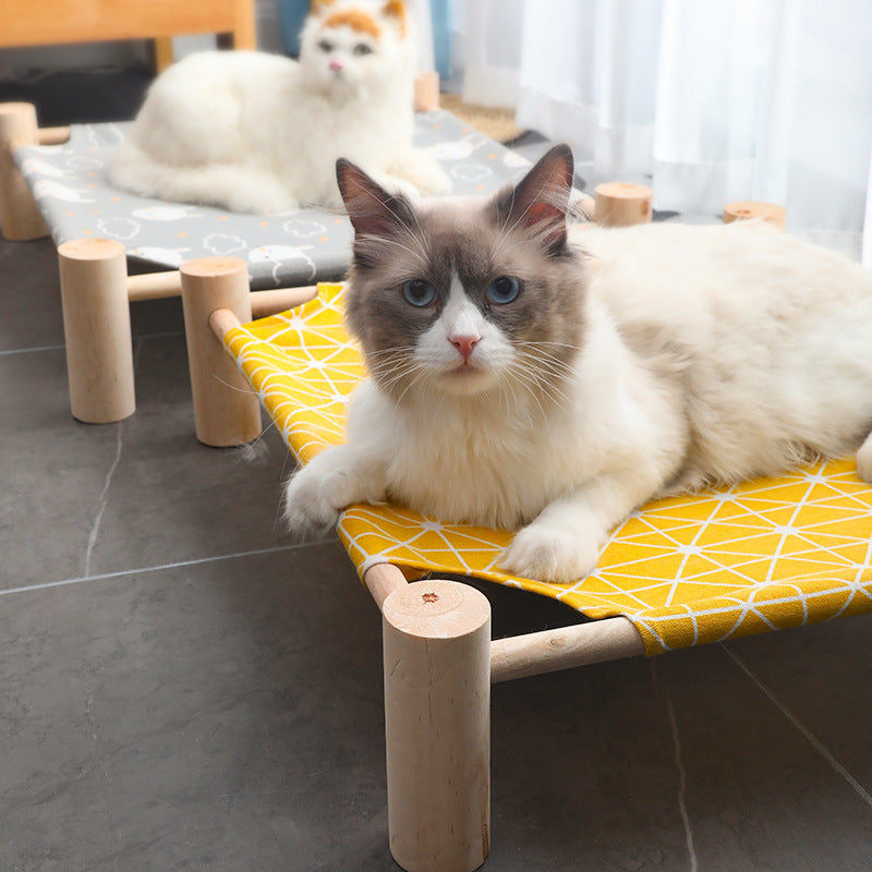Wooden Frame Canvas Pet Bed Cat Dog Gomaki