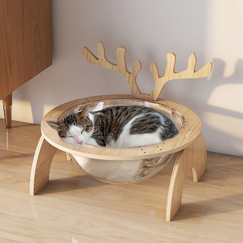 Cat Nest Space Capsule Solid Wood Pet Bed Gomaki