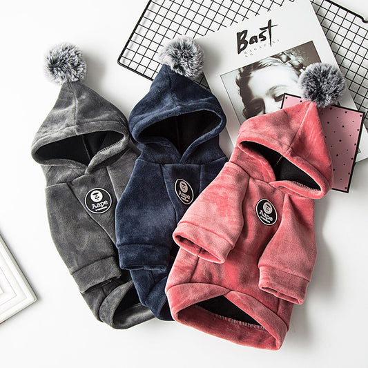 Plush Dog Hoodie with Pom Pom Gomaki Shop