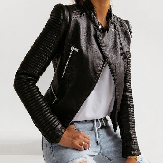 Classic Black Genuine Leather Biker Jacket Gomaki