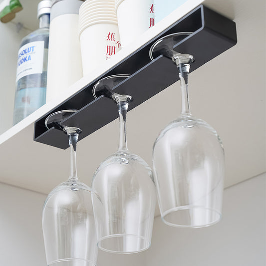 Modern Black Under Cabinet Wine Glass Rack Gomaki