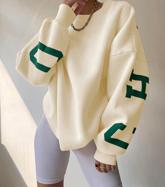 Women Oversized Letter Print Sweatshirt Gomaki