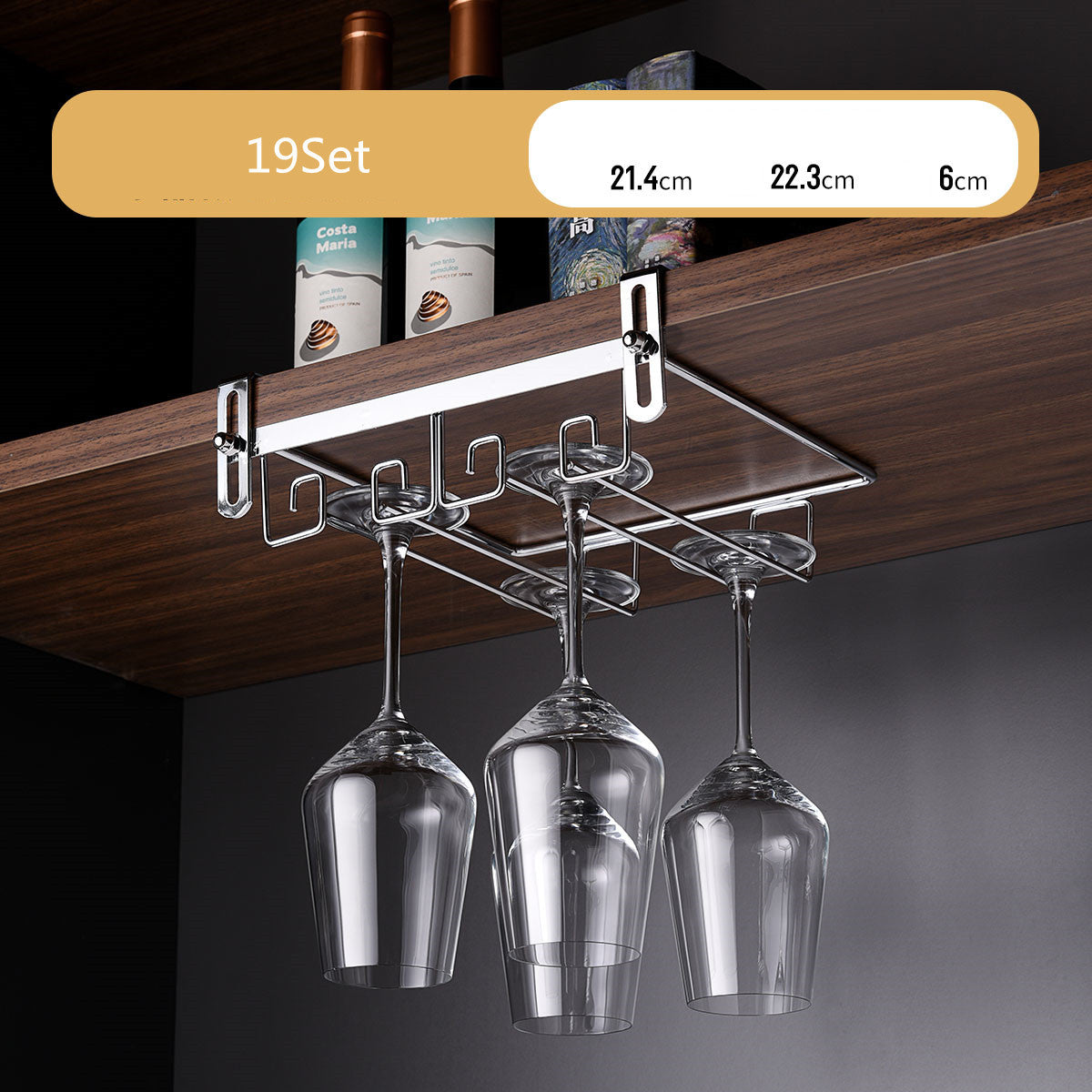 Luxury Gold Under Cabinet Wine Glass Rack Gomaki
