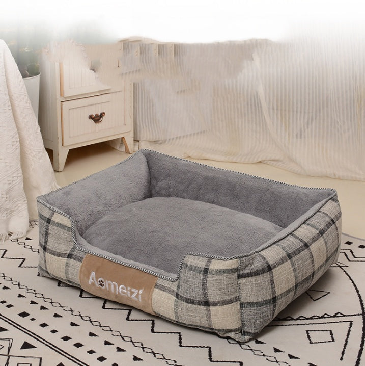 Washable Soft Plaid Sofa for Cats and Dogs with Backrest Gomaki Shop