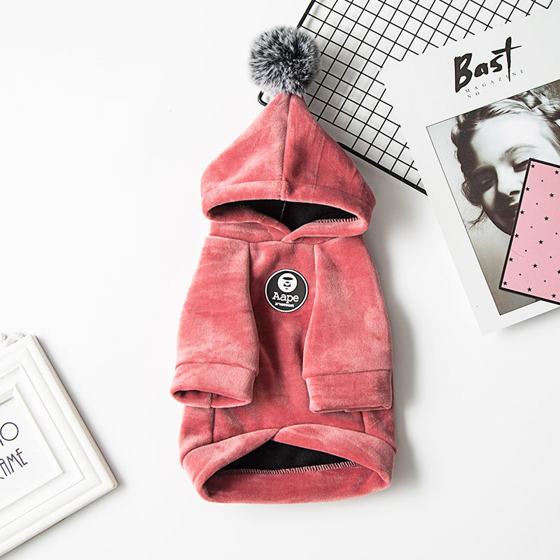 Plush Dog Hoodie with Pom Pom Gomaki Shop