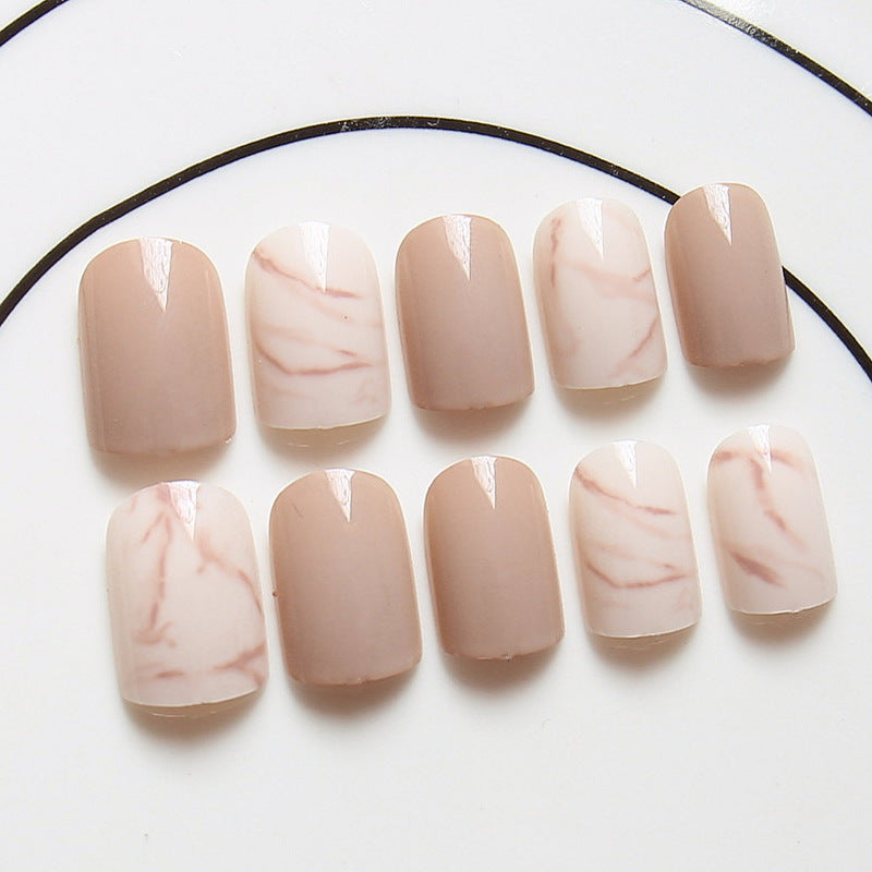 Elegant Nude and Marble Press On Nails Gomaki