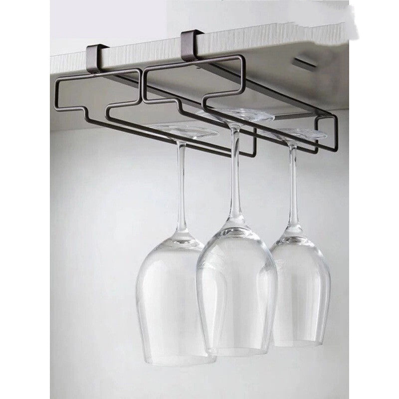 Under Cabinet White Metal Wine Glass Rack Gomaki
