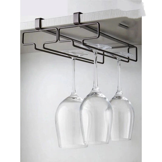 Under Cabinet White Metal Wine Glass Rack Gomaki