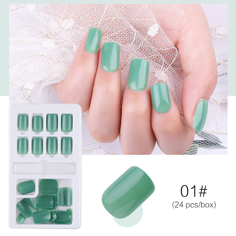 Elegant Short Square Press On Nails Reusable Stick Gomaki