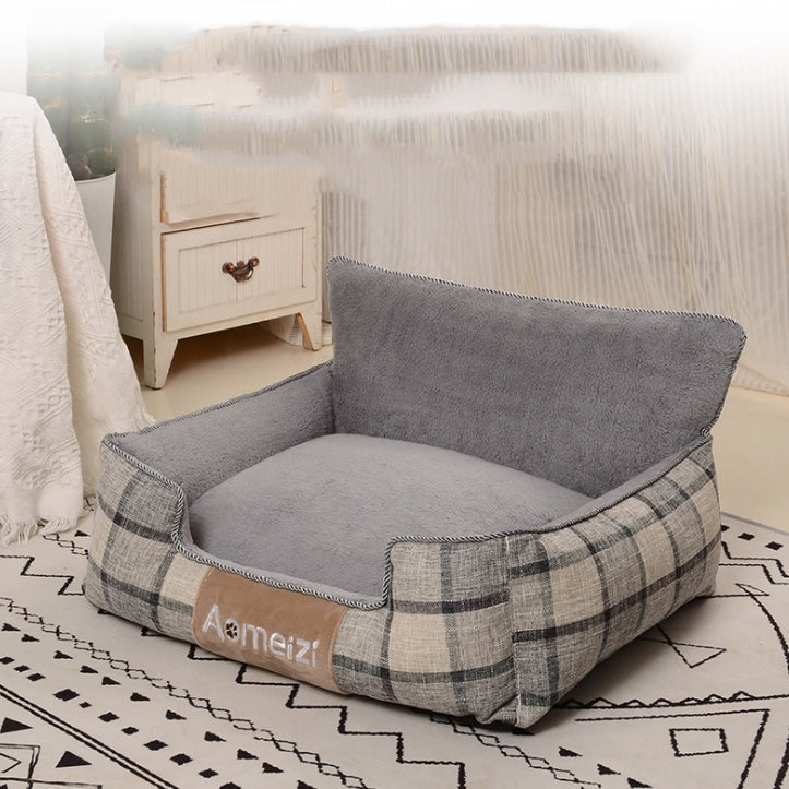 Washable Soft Plaid Sofa for Cats and Dogs with Backrest Gomaki Shop