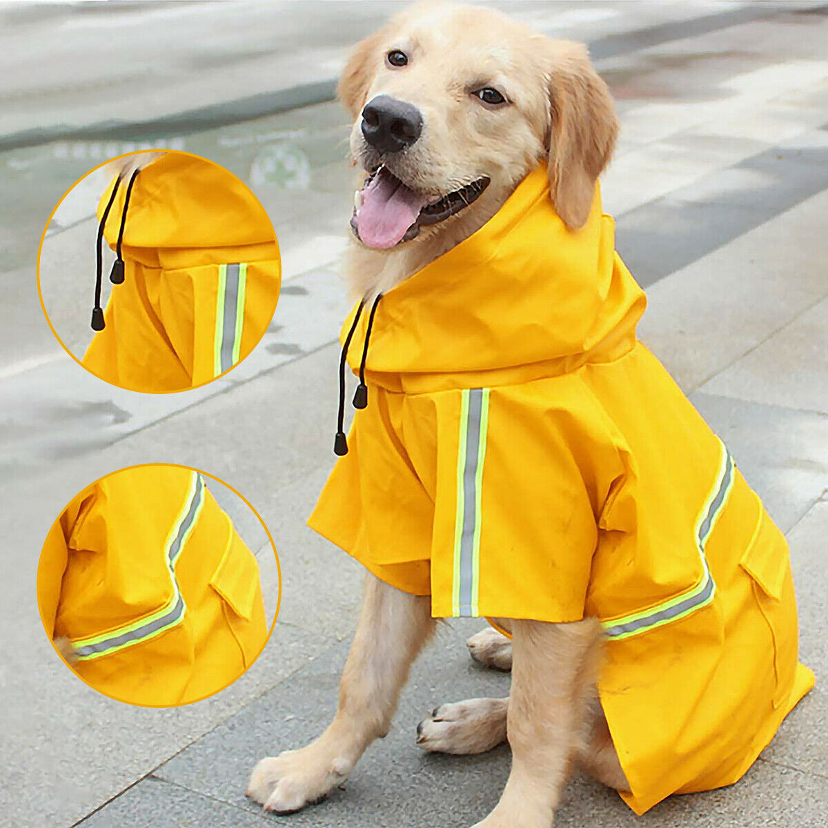 Dog Raincoat Waterproof Jacket With Safety Reflective Stripe Gomaki