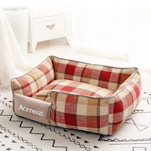 Washable Soft Plaid Sofa for Cats and Dogs with Backrest Gomaki Shop