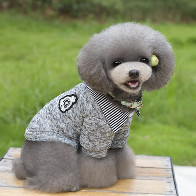 Elegant Dog Sweater With Striped Collar Gomaki Shop