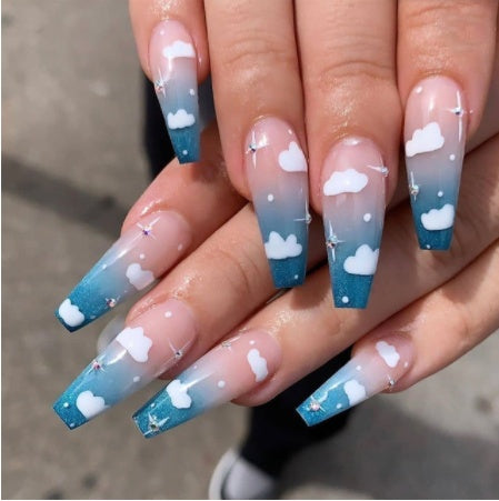 Colored Flame Press On Nails Gomaki
