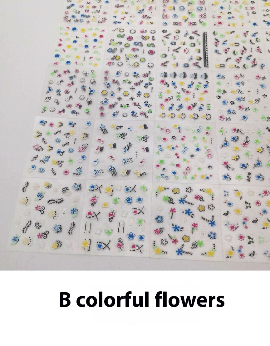 Floral Nail Art Stickers Set Gomaki