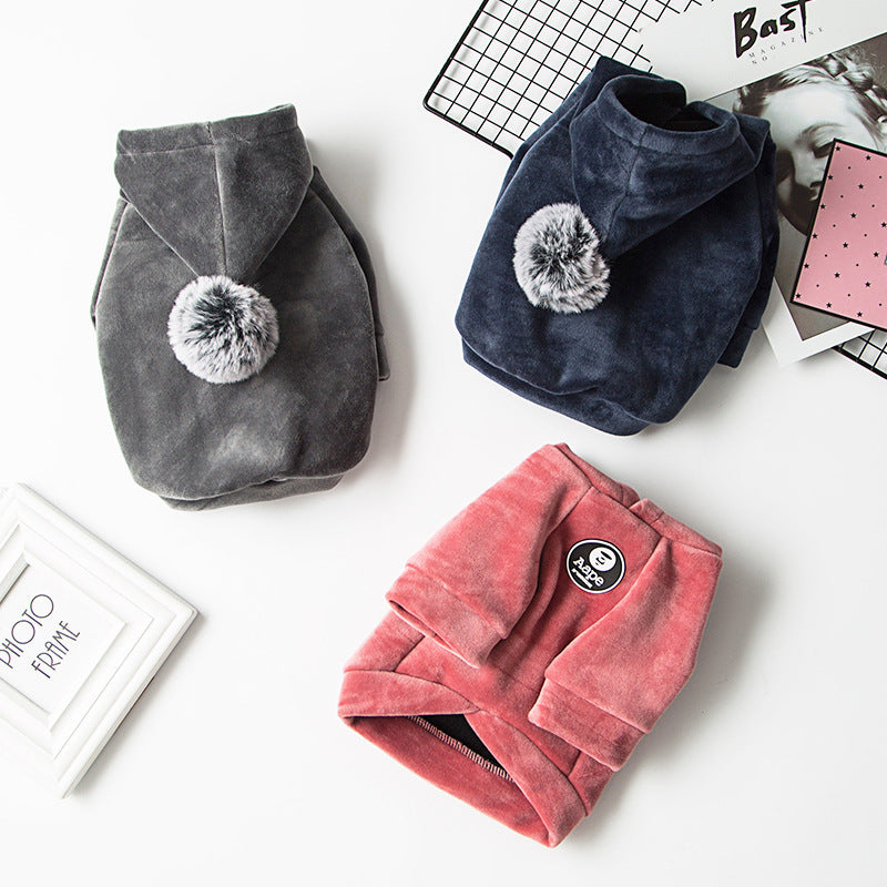 Plush Dog Hoodie with Pom Pom Gomaki Shop