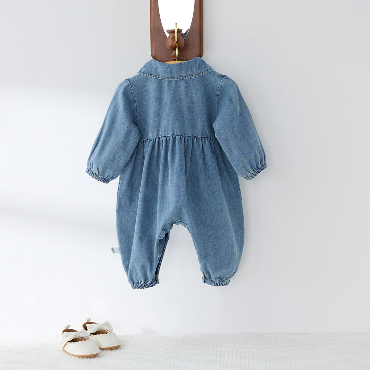Cute Lapel Denim Rompers Jumpsuit Gomaki